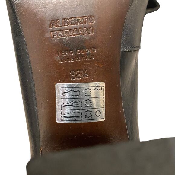 Alberto Fermani Heels Mary Jane Sz 8 EU 38.5 Black Leather Retro Made Italy - Picture 7 of 10